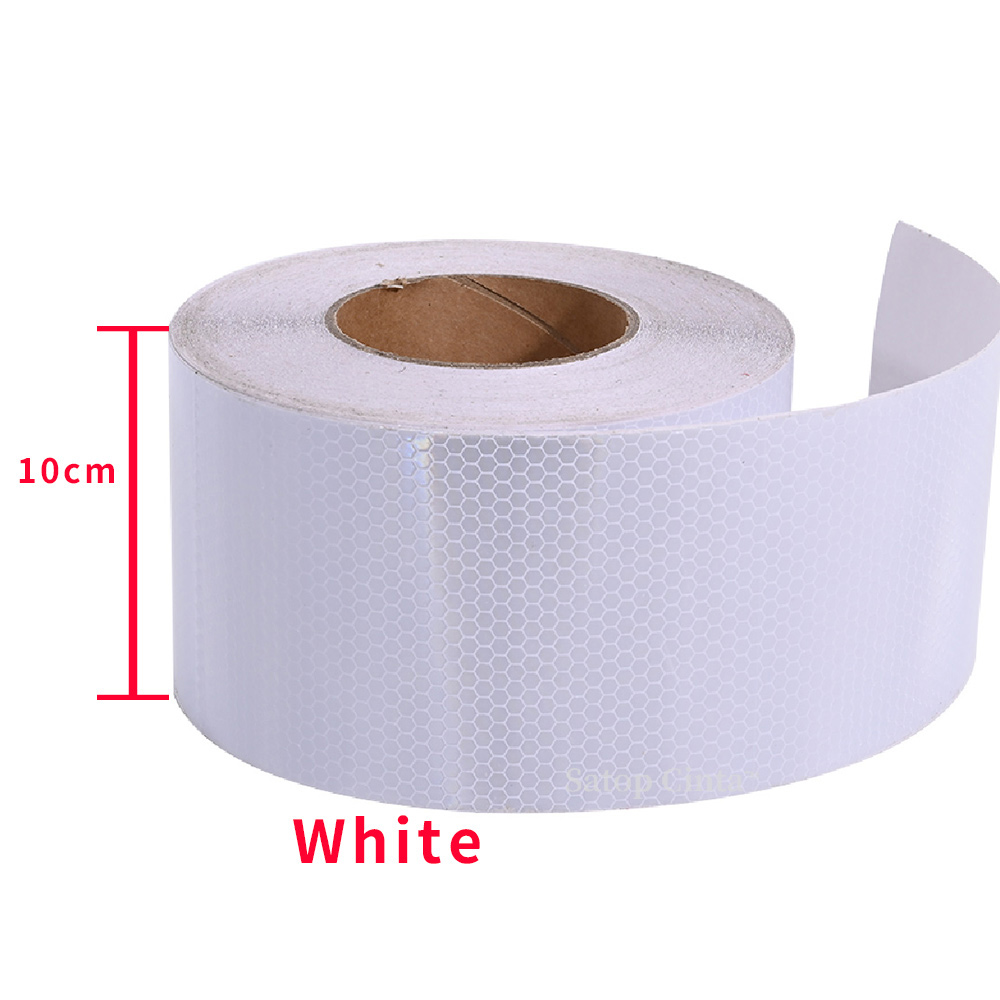 10 cm * 10 m Bianco Avvertimento Traffico Riflettori autoadesivi Nastro protettivo di sicurezza Adesivo riflettente in PVC Striscia impermeabile per camion