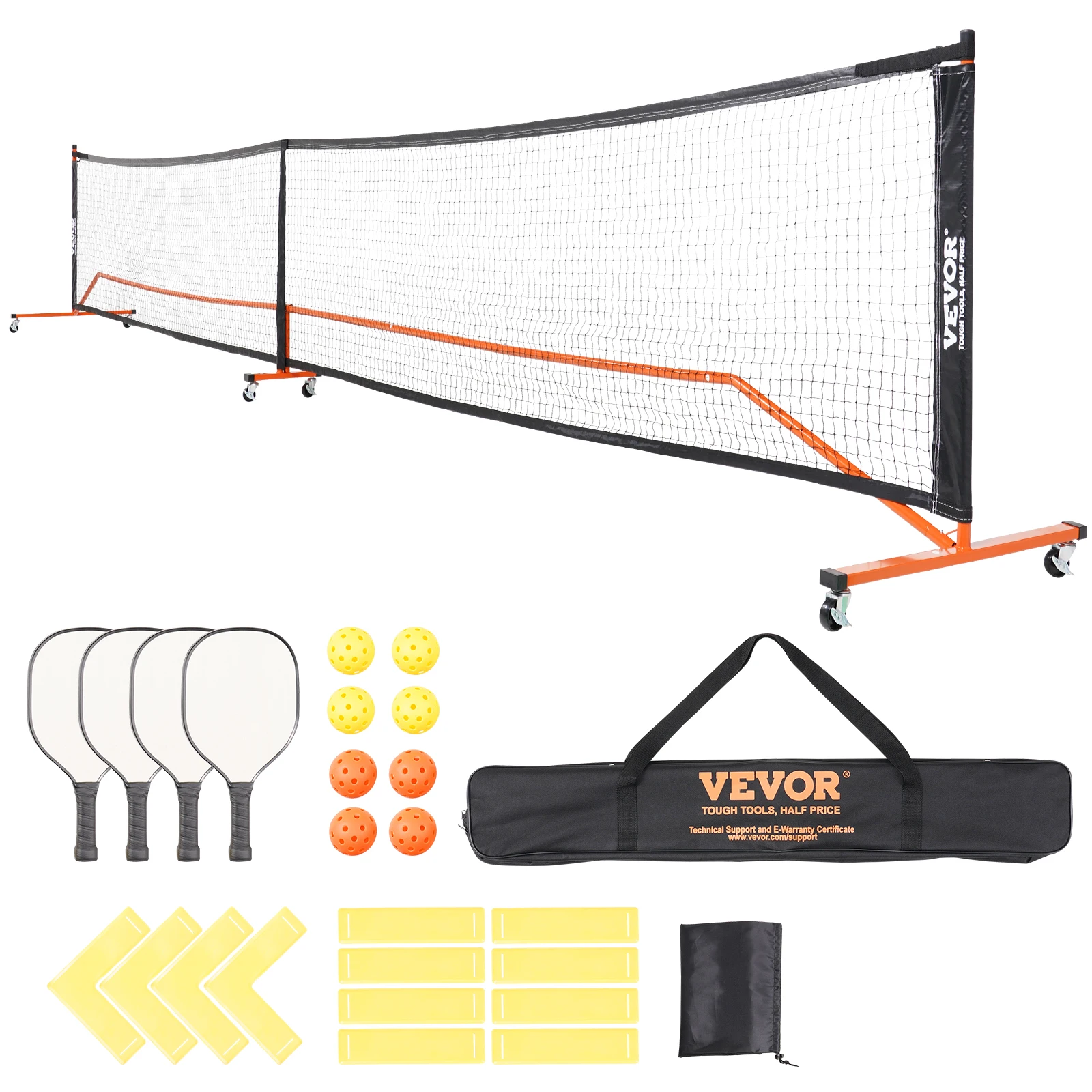 SucceBuy Sistema de rede de pickleball portátil 22FT Full Court Tamanho de regulação oficial Redes de bola de picles ao ar livre com linha de quadra