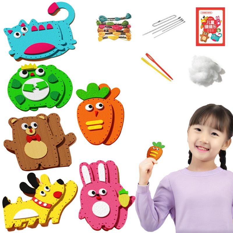 6 ピース/ロット手芸おもちゃフェルトぬいぐるみ人形縫製セット手作りキーホルダー装飾品子供のための教育縫製おもちゃ