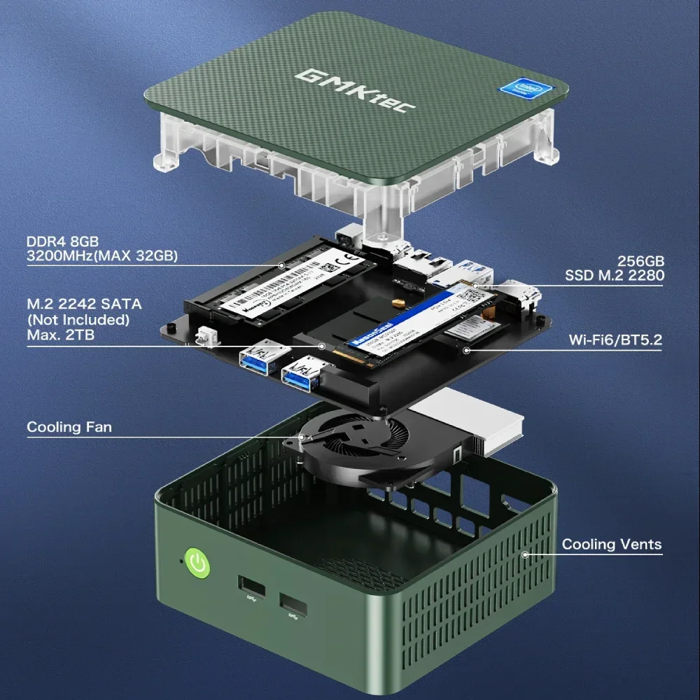 Top! GMKtec G3 Mini PC Intel Alder Lake N100 Windows 11 Pro Mini PC 8/16GB DDR4 256/512GB PCIe M.2 SSD WiFi 6 BT5.2 Desktop Comp
