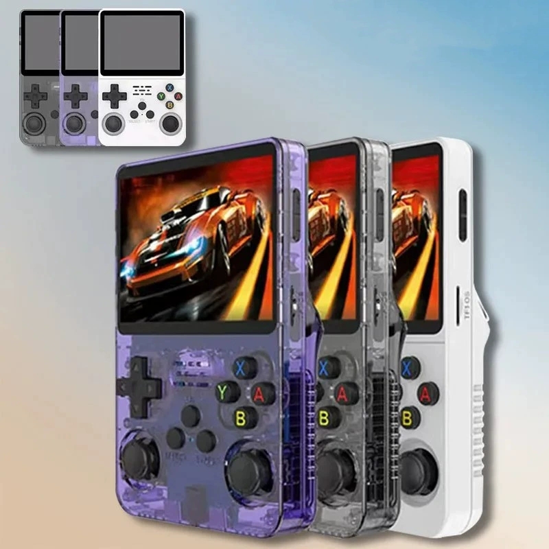 EW Green R36S consola de juegos portátil Retro sistema Linux pantalla IPS de 3,5 pulgadas reproductor de vídeo de bolsillo portátil 64GB 128G juego regalo para niños