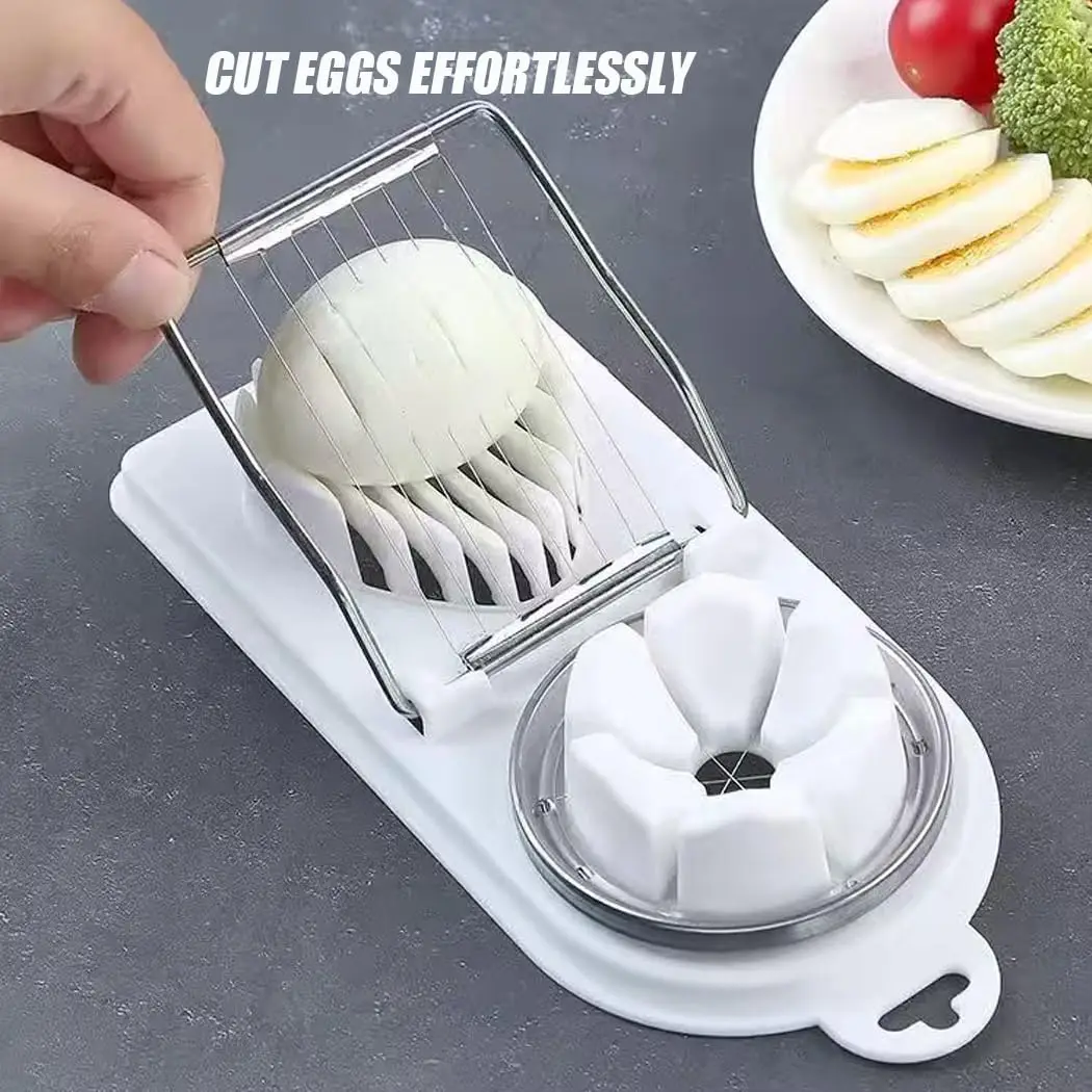 1/2PC Multi Functional Egg Cutting Artifact Stainless Steel Slicer Fancy Splitter Kitchen Divider Two in One Egg Cutter Tools