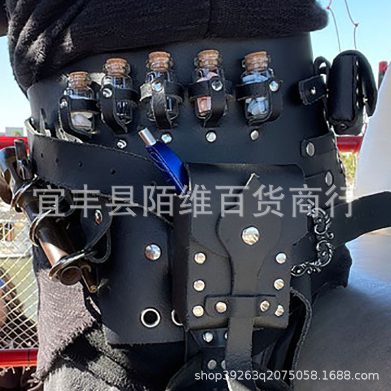 Riñonera con cinturón de cuero para Colgar botellas de poción, accesorio para fiesta de Halloween, novedad