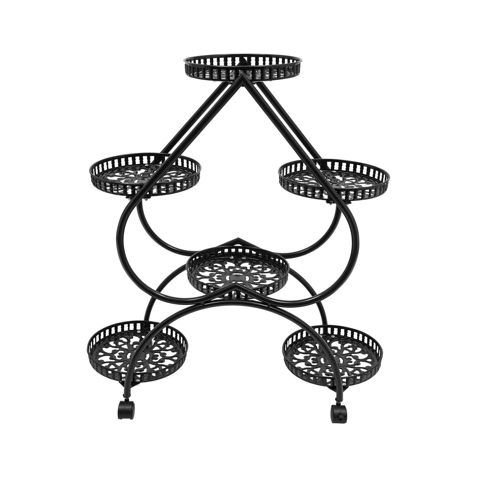 Supporto unico per vasi da fiori a forma di cuore – Design a 6 vassoi, layout sfalsato, perfetto per organizzare piante, eleganti ed eleganti
