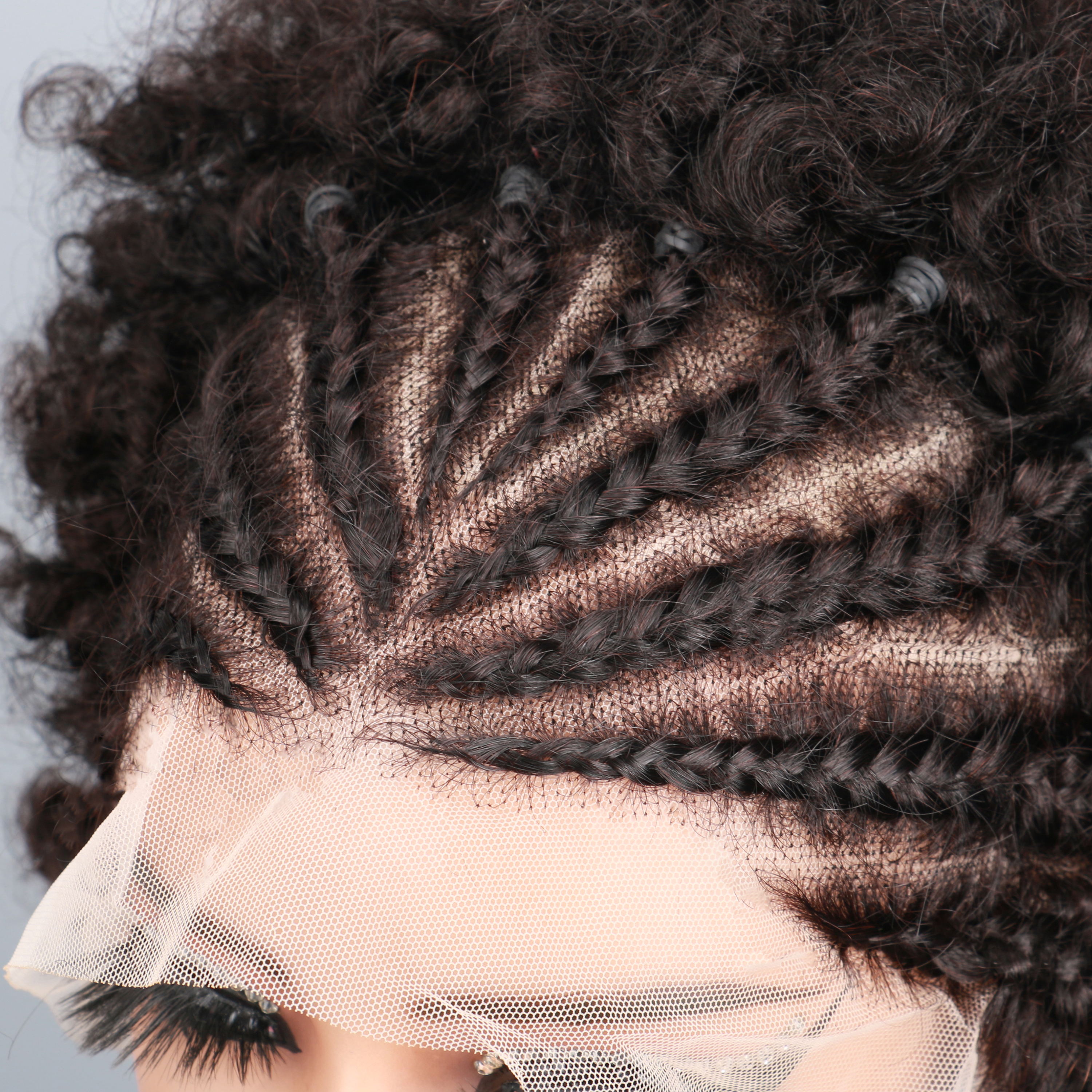 黒人女性用人毛ウィッグ アフロ パフ レース フロント ヘアウィッグ アフロ キンキーカーリー人毛 13x4 レース フロント 事前編組