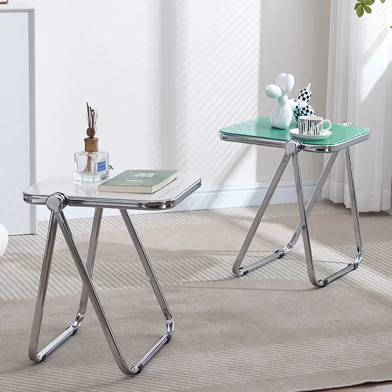 1pc acrílico engrossado transparente mesa dobrável ins simples casa quarto varanda mesa portátil pequena mesa de centro