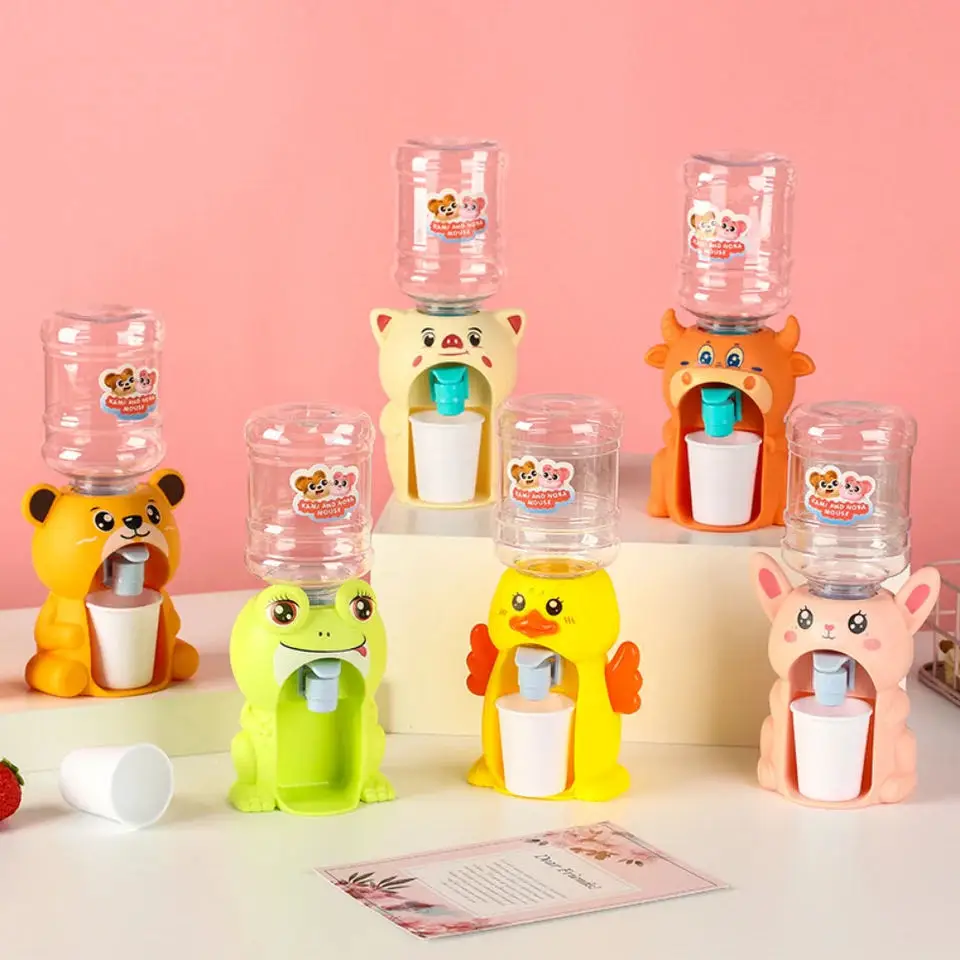 Mini distributore d'acqua doppio per bambini, simpatico acqua, succo, latte, fontana, simulazione, giocattoli da cucina per ragazzi e ragazze, regalo