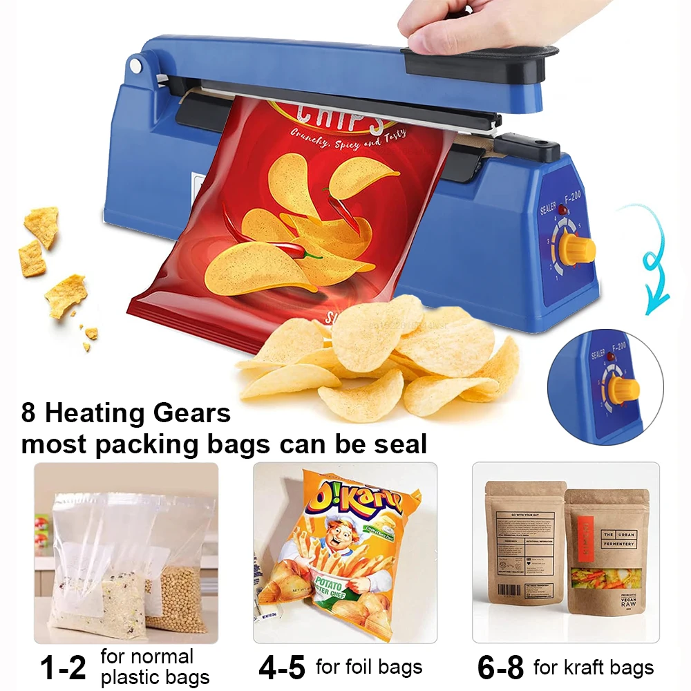 Macchina per sigillare sacchetti di calore elettrica Sigillatrice per sacchetti di plastica Pressa manuale Sigillatura per alimenti Sigillatrice per impulsi sacchetti di plastica Macchina per imballaggio a calore veloce