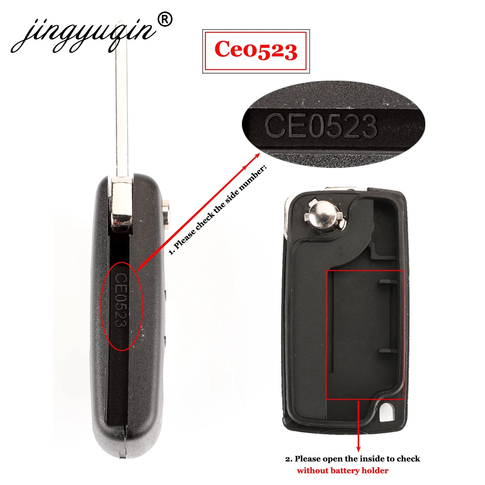 jingyuqin CE0523 CE0536 Etui na kluczyk zdalnego sterowania do Peugeot 107 207 307 307S 308 407 607 807 Fob HU83/VA2 Blade 2 Buttons