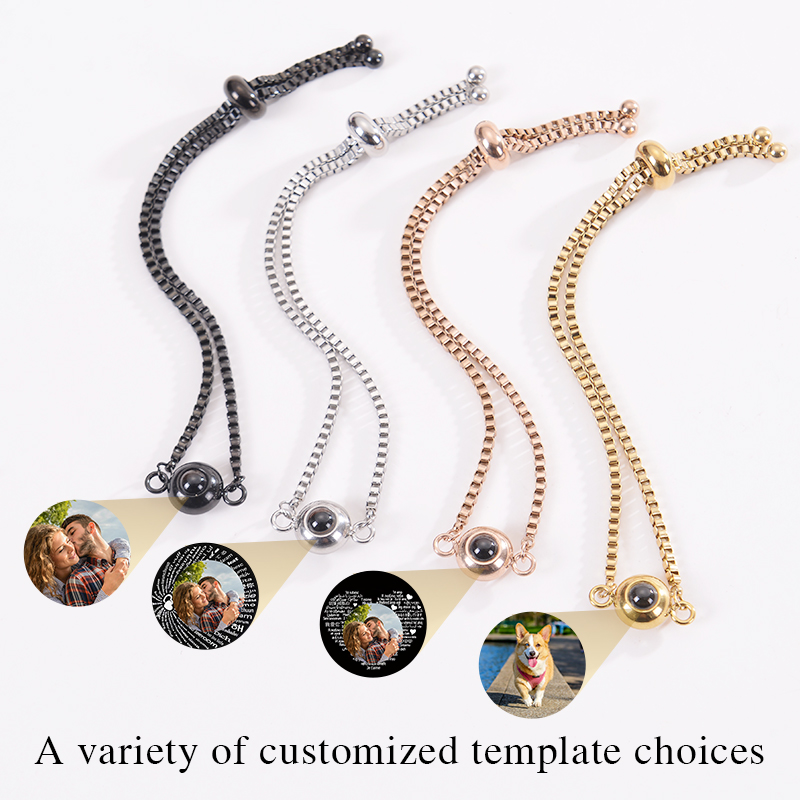 Pulseira de foto personalizada pulseiras de projeção personalizadas com imagem dentro de 100 idiomas eu te amo pulseira de aço inoxidável