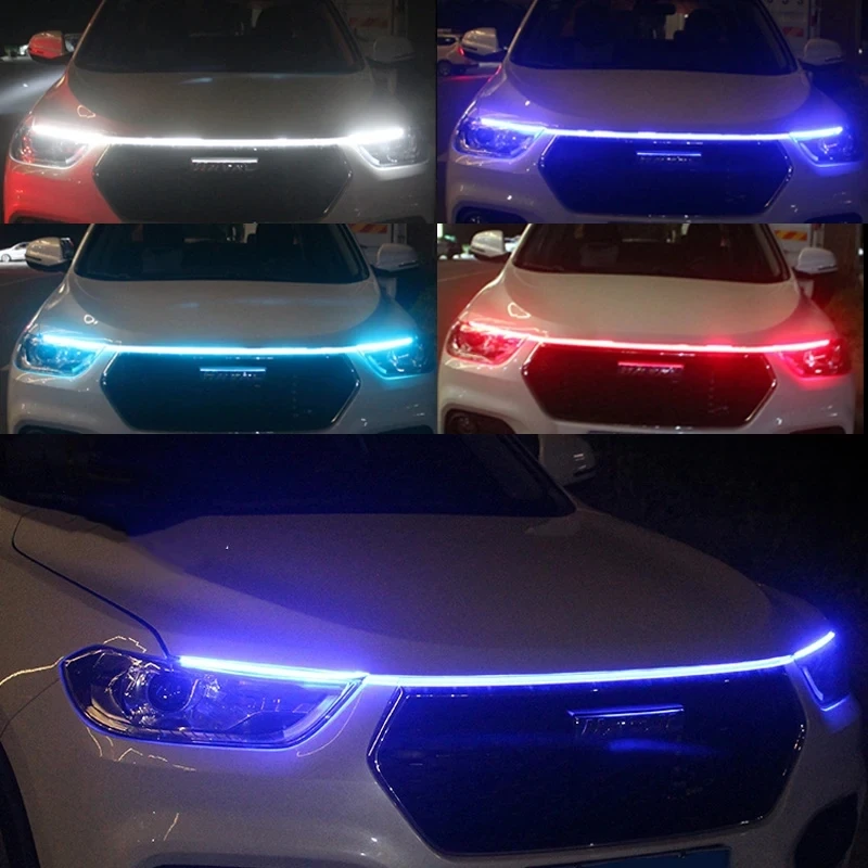 150cm led luz de circulação diurna digitalização partida capô do carro luzes decorativas drl guia do capô do motor automático lâmpada ambiente decorativa 12v