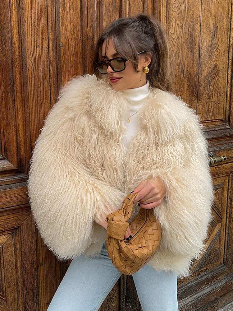 แฟชั่นผู้หญิงนุ่มปุย Faux FUR สั้น Elegant O คอยาวแขนยาวหนาเสื้อฤดูใบไม้ร่วงฤดูหนาว Lady WARM Street Outwear