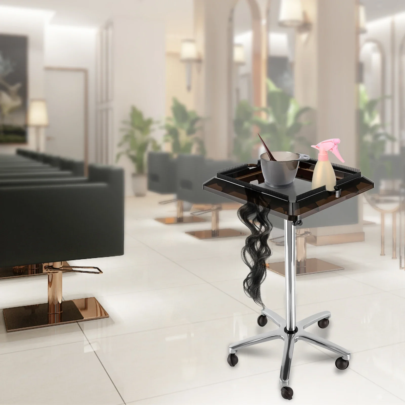 Parrucchiere regolabile Rolling Salon Vassoio Carrello per attrezzi per estensione dei capelli Carrello portaoggetti per parrucchiere Mobili ausiliari estetici