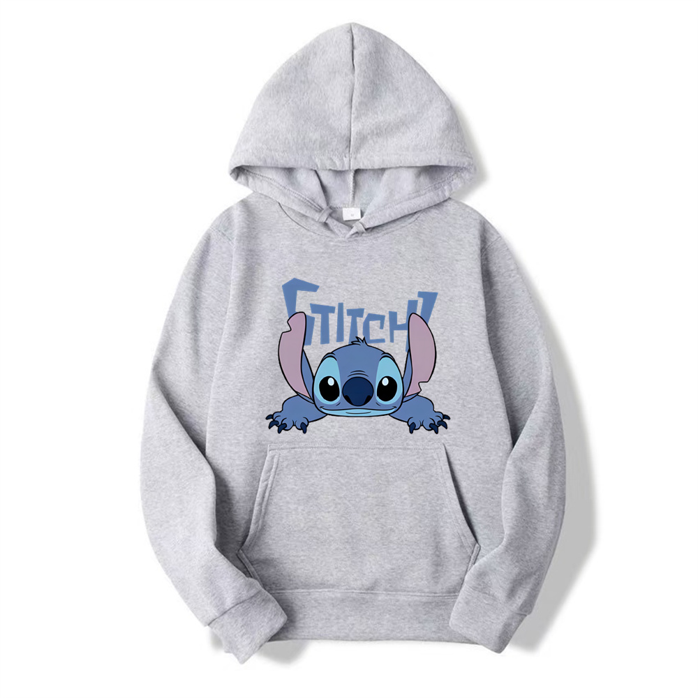 2024 Nieuwe Disney Stitch Cartoon Schattige Losse Losse Capuchon Hoodie Hoodie Meisje 'S Vriend Jurk Paar Jurk Casual Mode Hoodie Top Coat