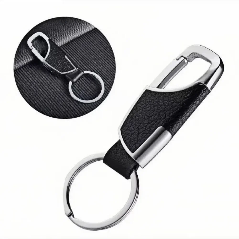 ส่วนบุคคลหนัง Splicing เอวแขวนรถพวงกุญแจโลหะ Key CHAIN พวงกุญแจรถจักรยานยนต์อุปกรณ์เสริมสําหรับ Man ของขวัญ