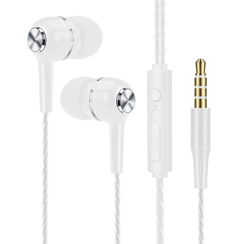 Auriculares deportivos con cable de 3,5mm, cascos con bajos para teléfono, estéreo, con micrófono, control de volumen y música