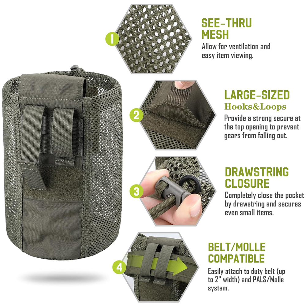 ยุทธวิธีMolle Dump Pouch Outdoor Roll-Up Drawstringนิตยสารยูทิลิตี้พับเอวกระเป๋าตาข่ายพับกีฬาการล่าสัตว์EDCกระเป๋า
