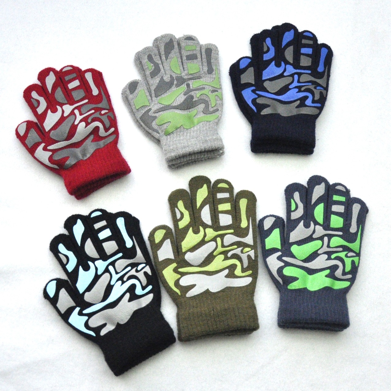 Children Camouflage Anti Slip Winter Knitted Warm Gloves For 4-10Y Boys Girls Student New Mittens Outdoor Cycling Skiing Gloves