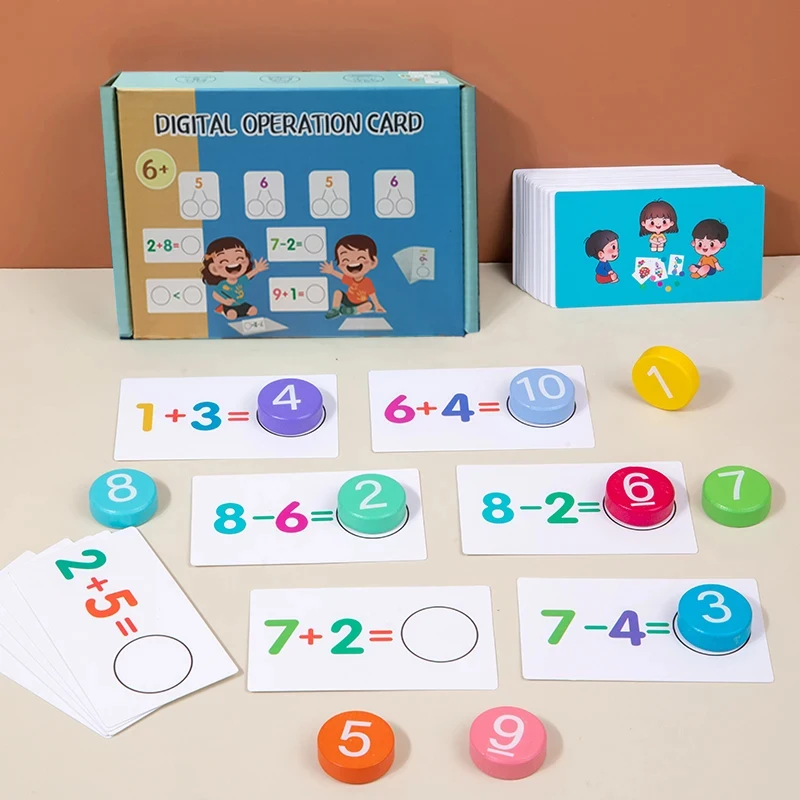 Giocattoli matematici Scheda digitale Montessori Addizione in legno Sottrazione Sussidi didattici Sottrazione Operazione Apprendimento del pensiero logico