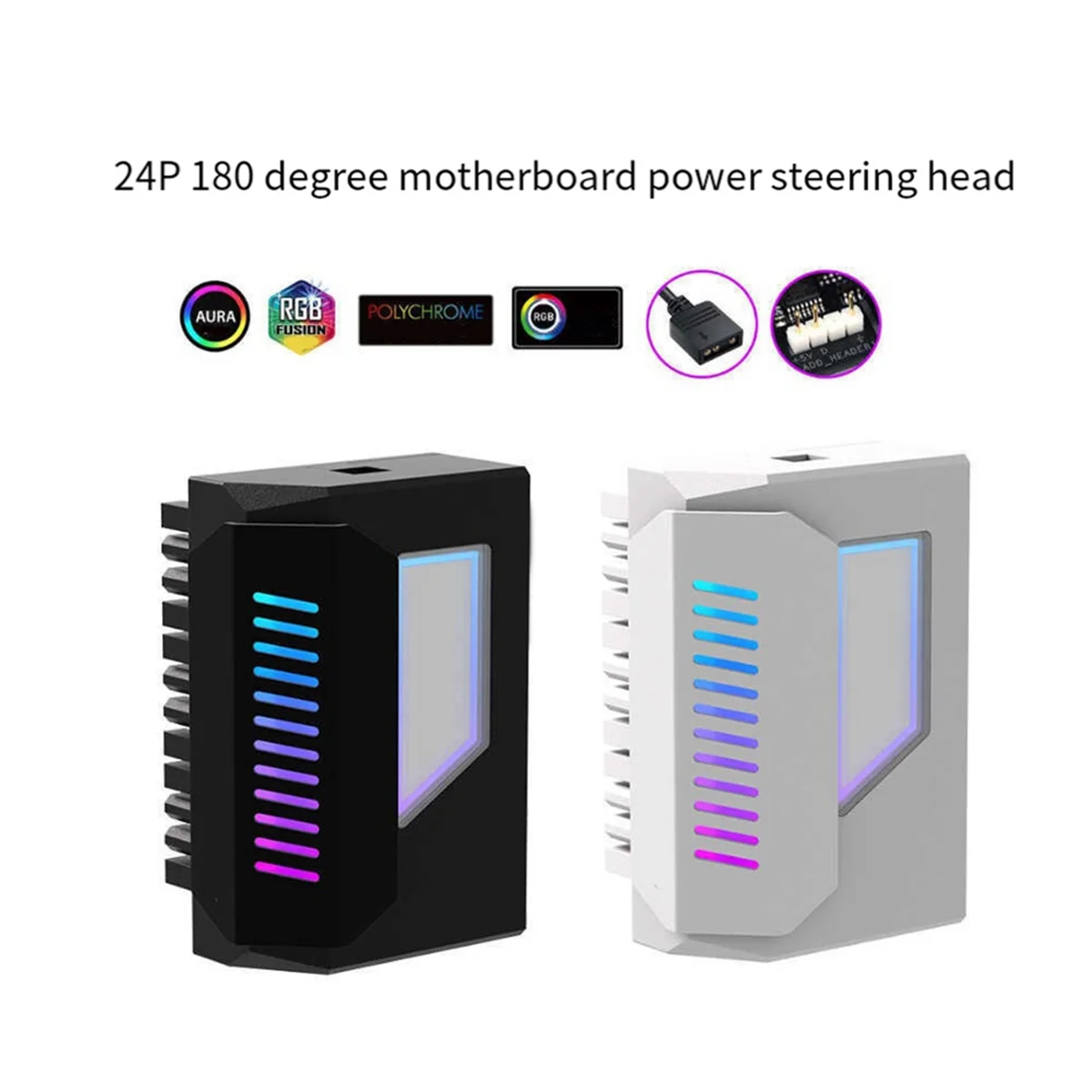 Newest ATX 24Pin Adapter 180 Degree ARGB Adapter 5V Synchronization for Desktop PC Motherboard DIY Computer Accessories Black