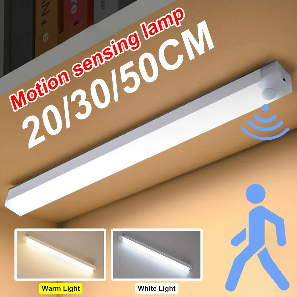 Luz LED con Sensor de movimiento, luz nocturna LED inalámbrica tipo C, luz recargable para armario, lámpara de armario, retroiluminación de escalera para cocina