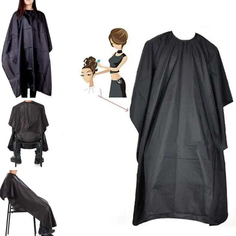 Capa de peluquería negra, envoltura de tela profesional para peluquería, bata protectora, delantal, bata de corte impermeable, envoltura de tela para el cabello