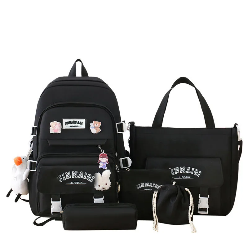 4 pezzi/set nuova versione coreana Mori zaino per studenti Harajuku studente delle scuole superiori zaino femminile di grande capacità moda casual