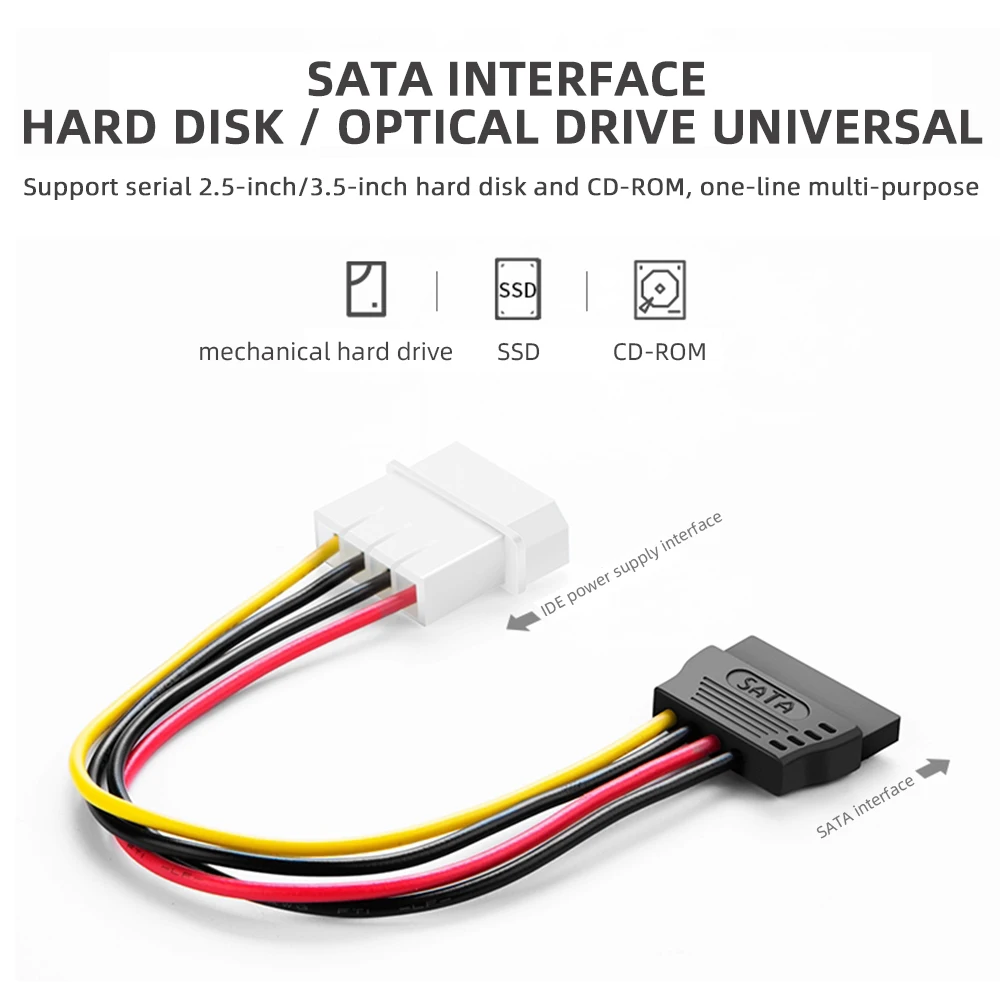 Coolcirc IDE Molex 4 พินถึง 2 x สายไฟ SATA Serial ATA Y Splitter Hard Driver Dual Extension Cord Adapter Connector