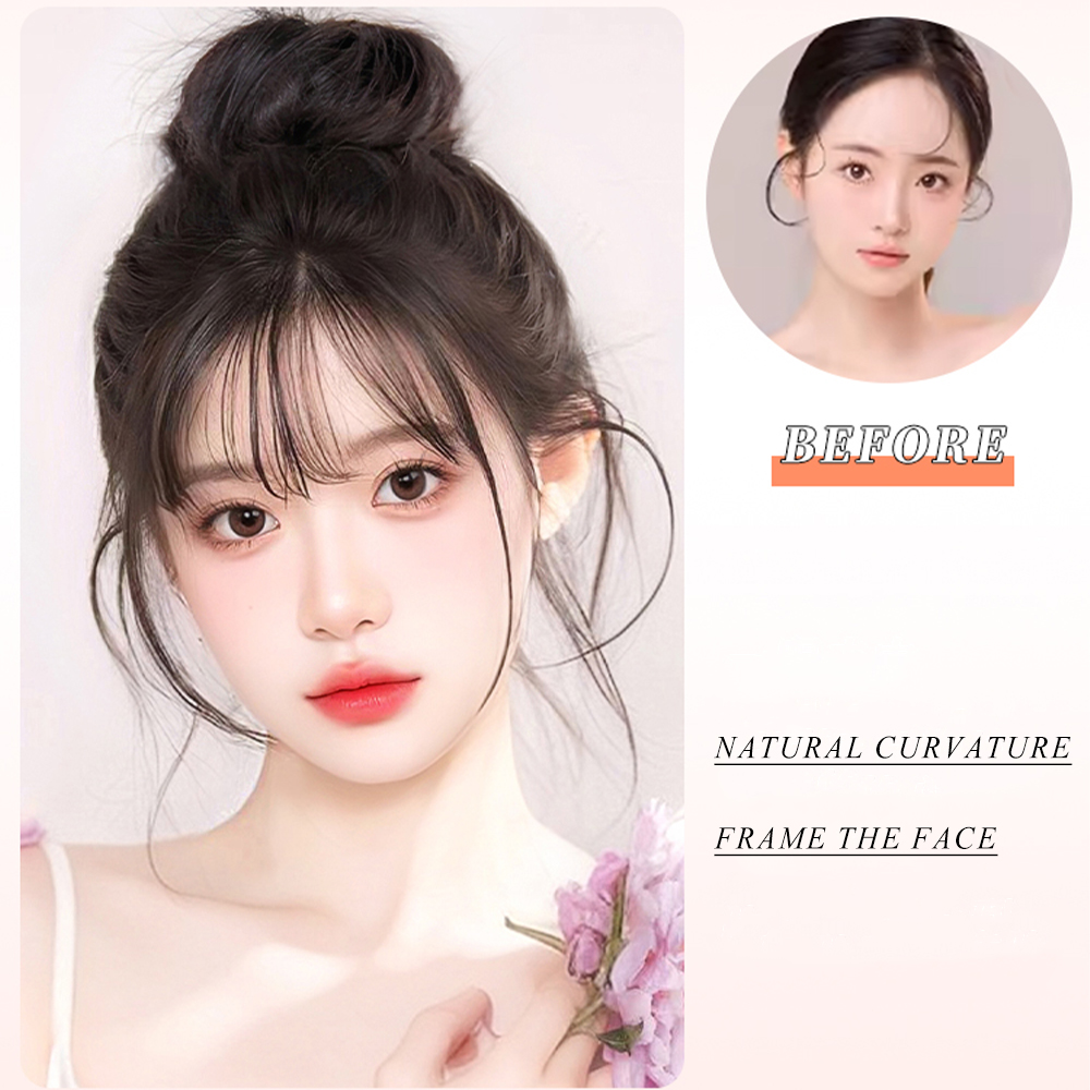 女性のための自然な茶色のそわくちゃのフリンジのヘアクリップ、ヘアピース、100% 人間の髪の毛、air bang