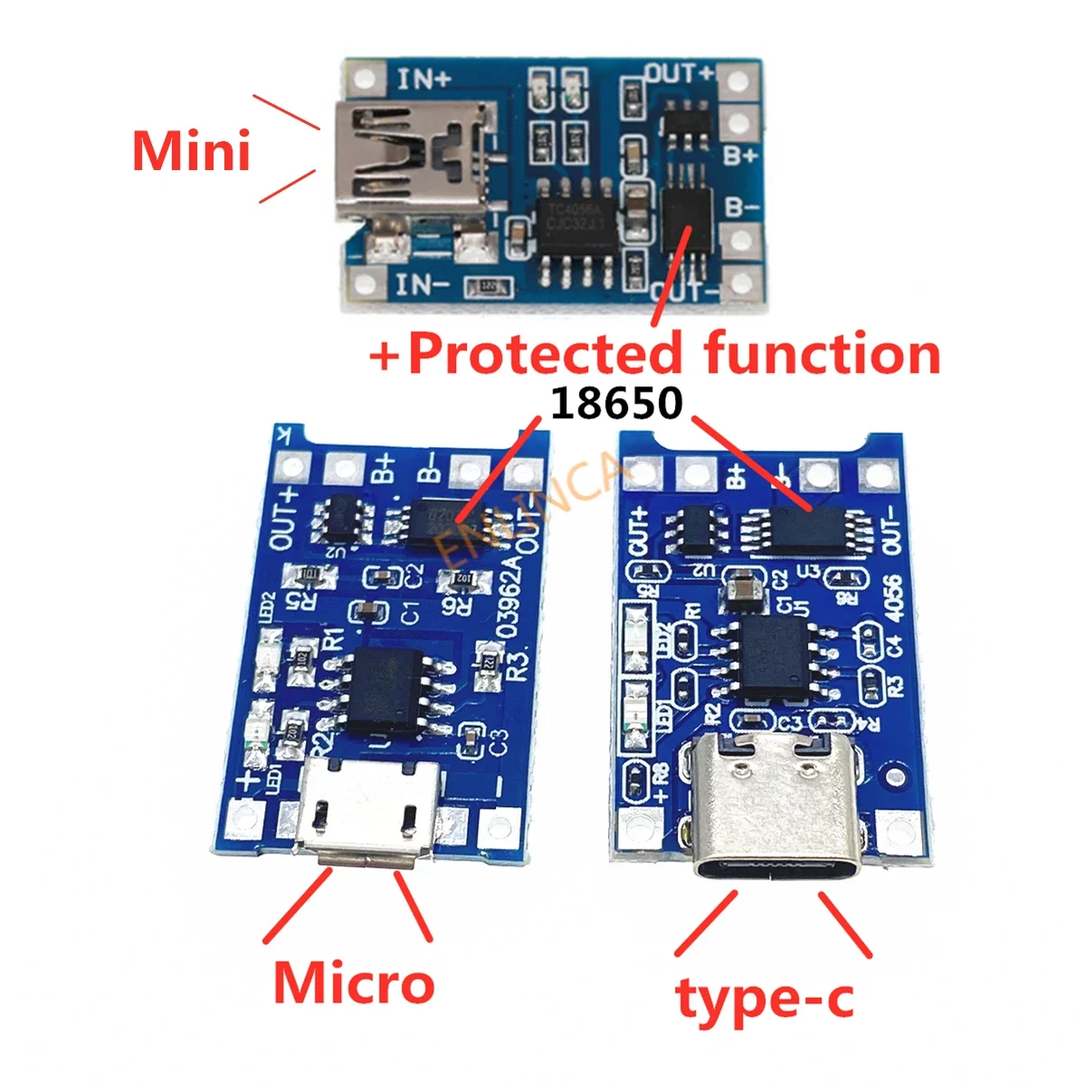 5 peças micro mini tipo-c usb 5v 1a 18650 tp4056 módulo de carregador de bateria de lítio placa de carregamento com proteção funções duplas