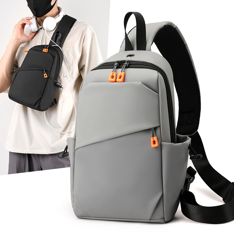 Toposhine High Beauty Authentic Chest Bag Durable High Grade Nylon Fabric Crossbody Bag Unisex One Shoulder Black Grey 2 Colors