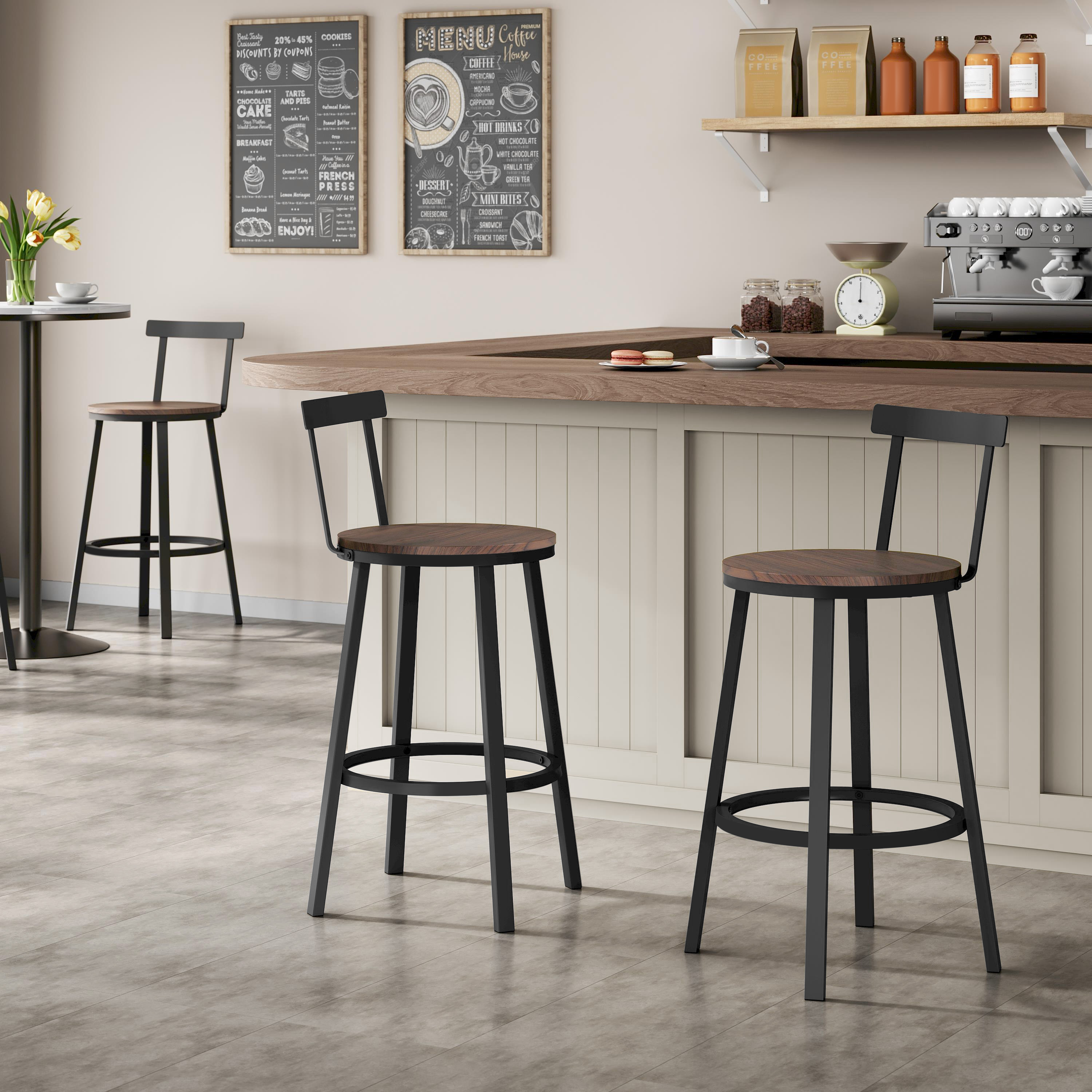 2er-Set Küchenhocker, Barhocker mit stabilem Stahlrahmen, Thekenhocker im Industriestil für das Esszimmer in der Kücheninsel