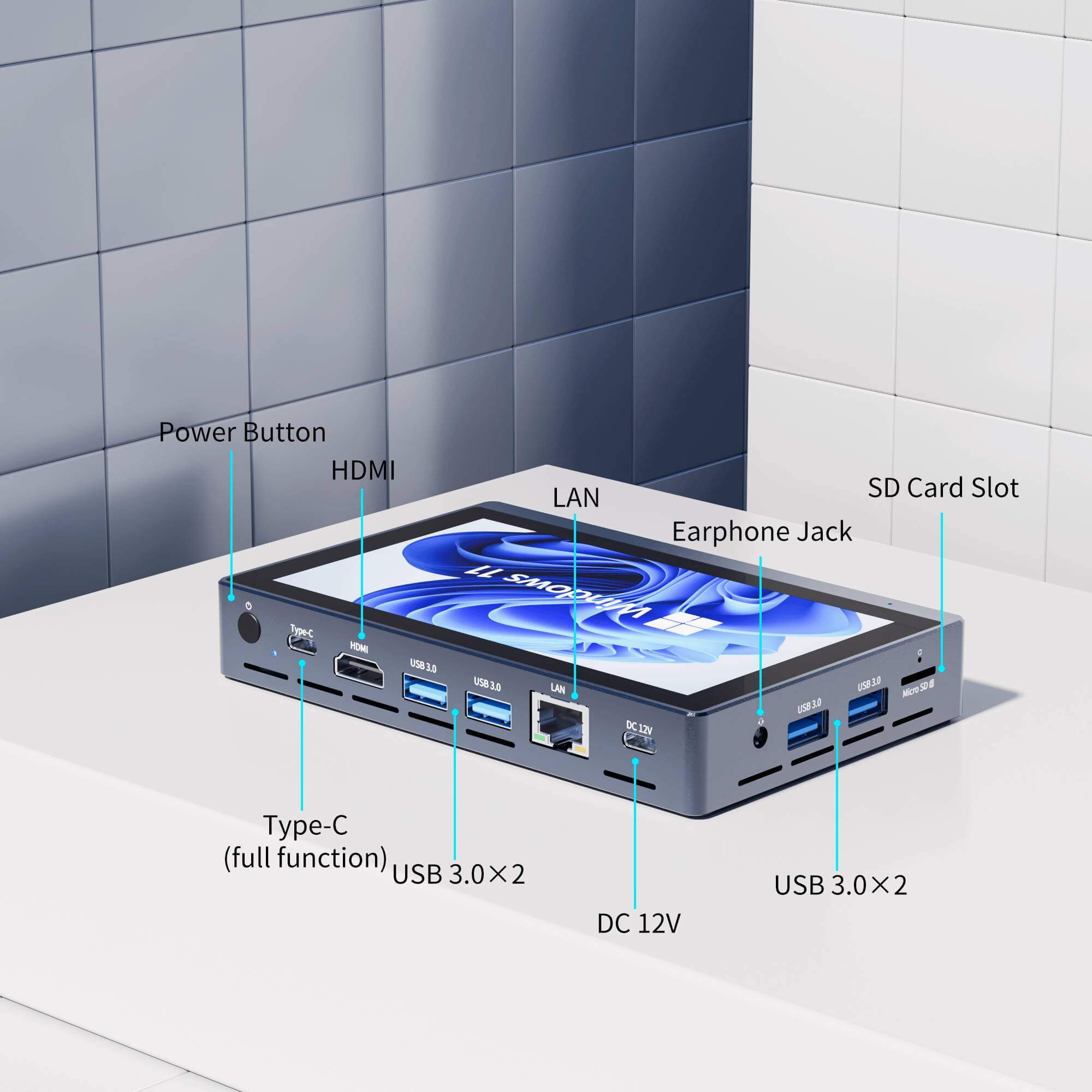 Higole-Gole 2 Pro Mini PC com Tela, Intel N5095, Windows 11, Windows 5, 16GB, 256GB, 2500mAh, Computador Desktop 4K, Tablet, 5.5"