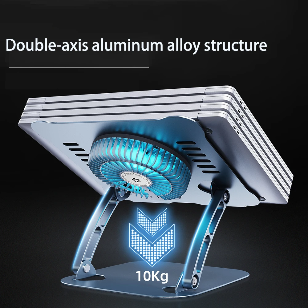 Support pour ordinateur portable avec ventilateur de refroidissement pour Apple MacBook 11-16 pouces Dell Lenovo support en alliage d'aluminium pour tous les ordinateurs portables de jeu