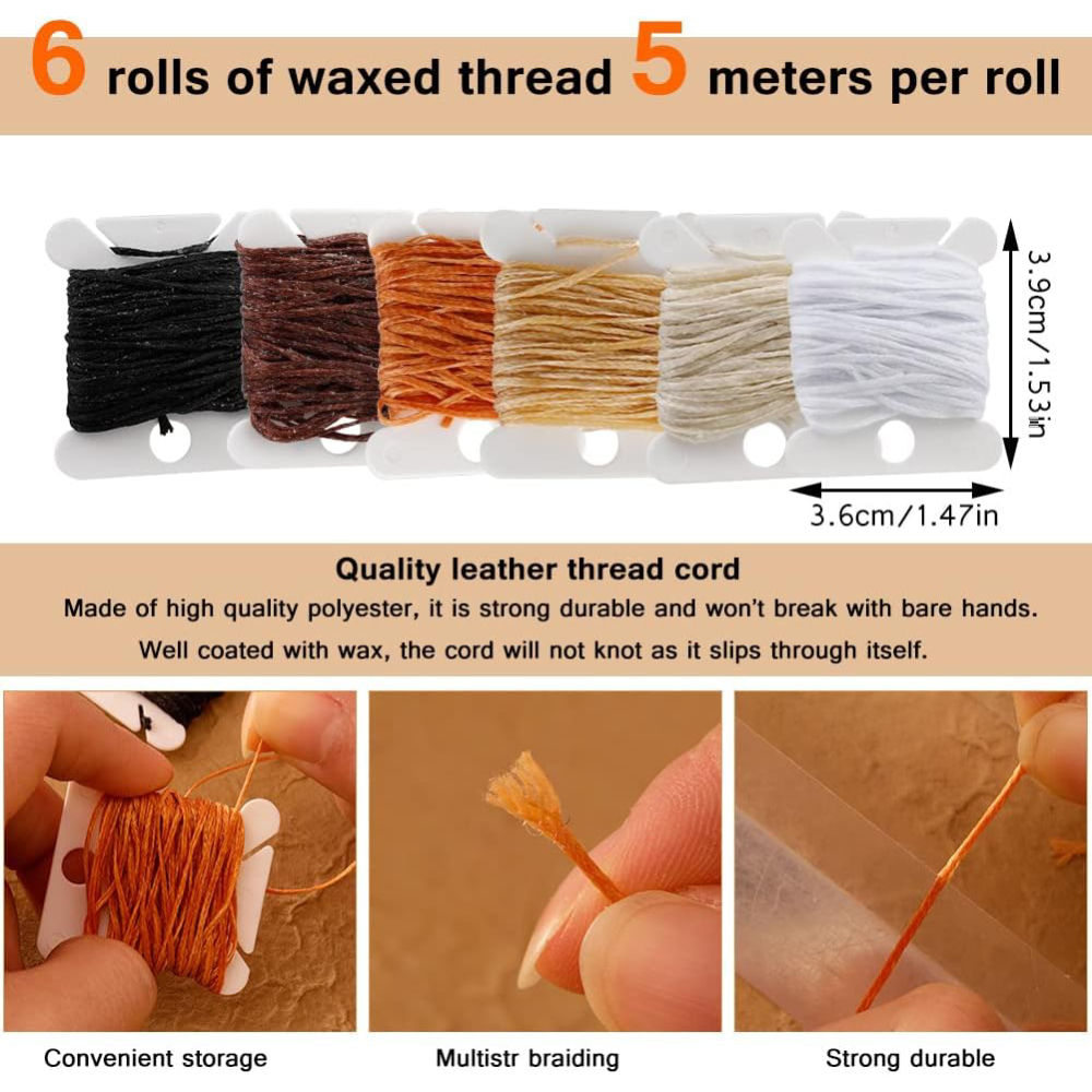 Clearance_59 Pcs Leather Sewing Kit, Leather Needles Waxed for Hand Sewing, Sewing Repair Kit for Backpack Carpet Boots Shoes Ca