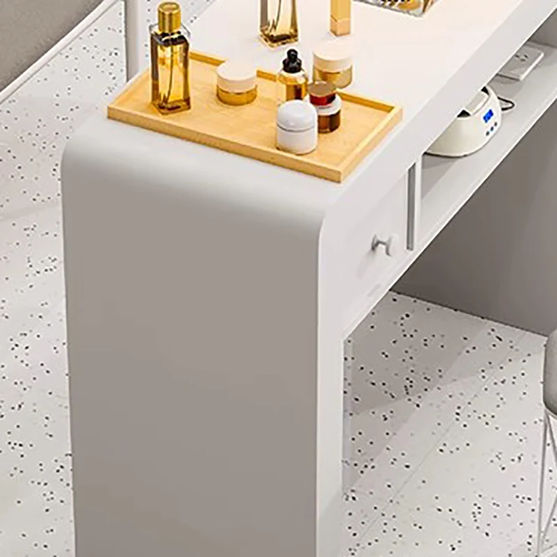 Mesa de unhas francesa creme com lâmpada glamour design europeu mesa de unhas moderna simples mesa de manicure móveis de salão de beleza