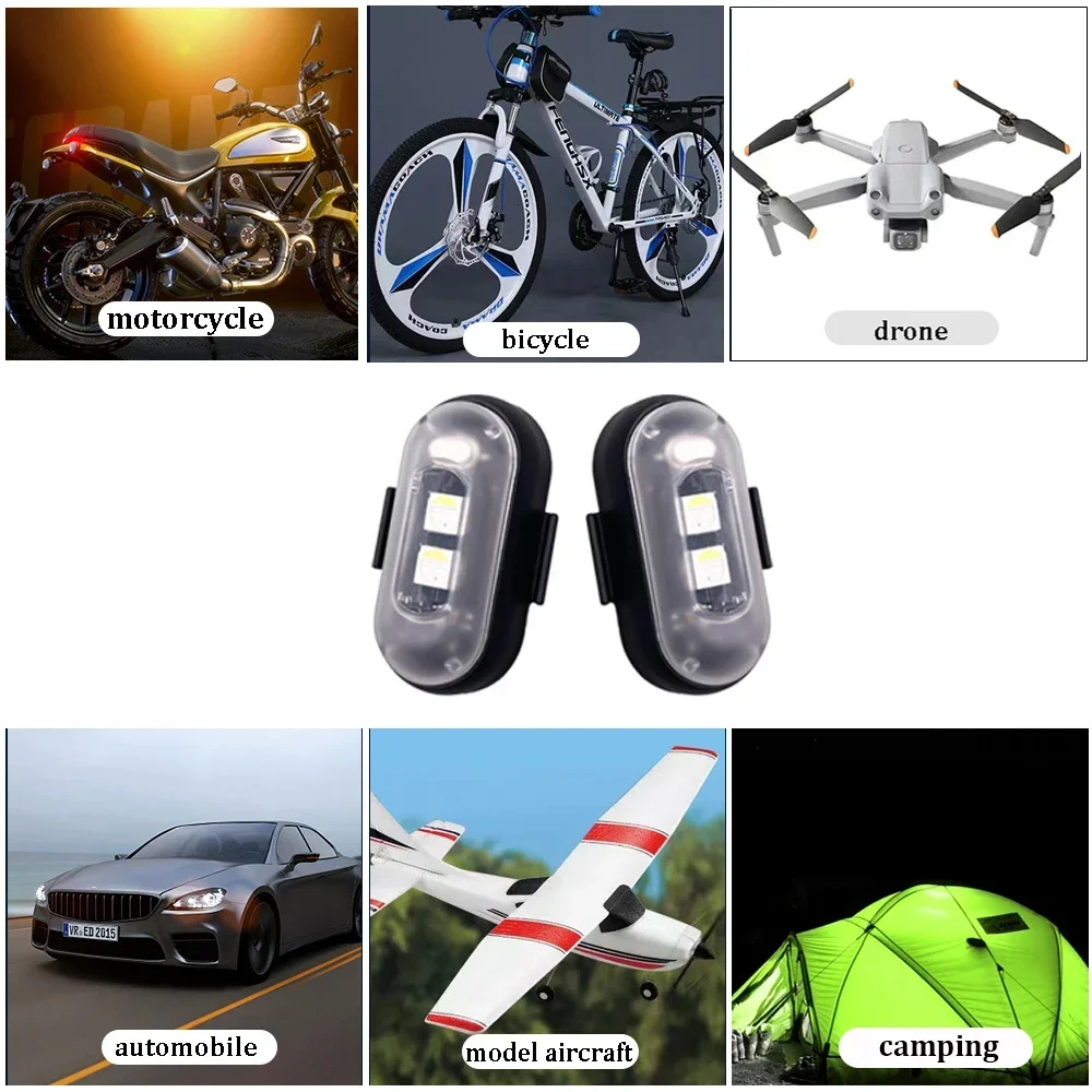 Wireless Remote LED Strobe Light Car Motorcycle Bike Warning Decor Lamp USB Rechargeable Aircraft Indicator 8 Colors Car Lights