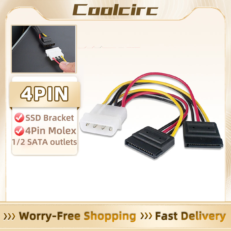 Coolcirc IDE Molex 4 pines a 2 cables de alimentación SATA Serial ATA Y divisor controlador duro conector adaptador de cable de extensión Dual