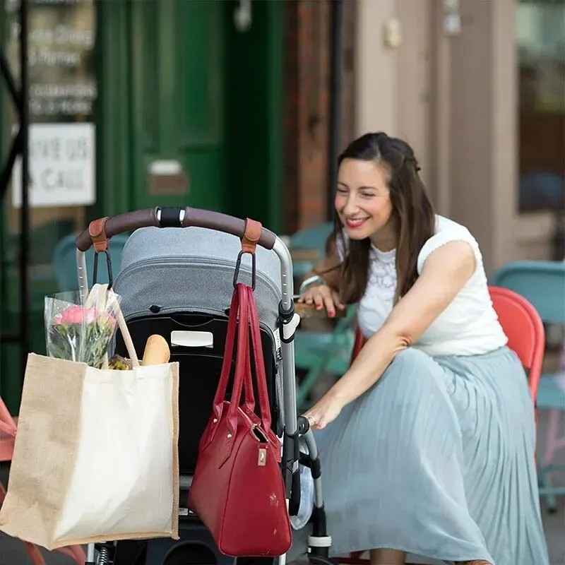 1/2/4 pezzi gancio in pelle PU gancio per passeggino gancio regolabile versatile per passeggino organizzare accessori cuscinetto forte di alta qualità