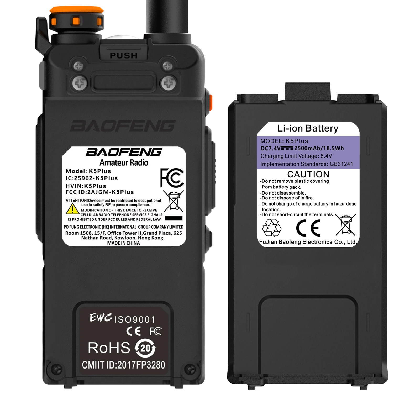 Baofeng K5 PLUS 8 W Walkie Talkie AM FM Sechs-Bänder Zwei-Wege-Radio Drahtlose Kopierfrequenz NOAA 999 Kanäle Typ C 2500 mAh