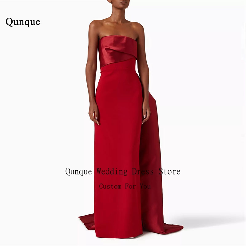 Qunque Mermaid Prom Dresses for Women Off Shoulder Satin Pleat Customized Evening Dresses Wedding Guest Dress Vestidos De Gala