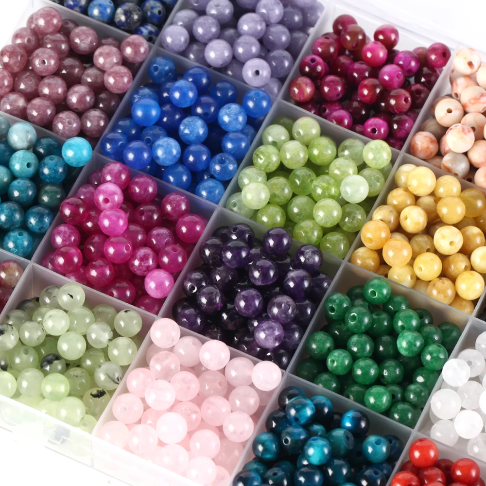 Cuentas de piedra Natural de 4-12MM, Lava, amatista, Ojo de Tigre, ágatas de cuarzo, cuentas redondas sueltas para fabricación de joyería, accesorios de pulsera DIY