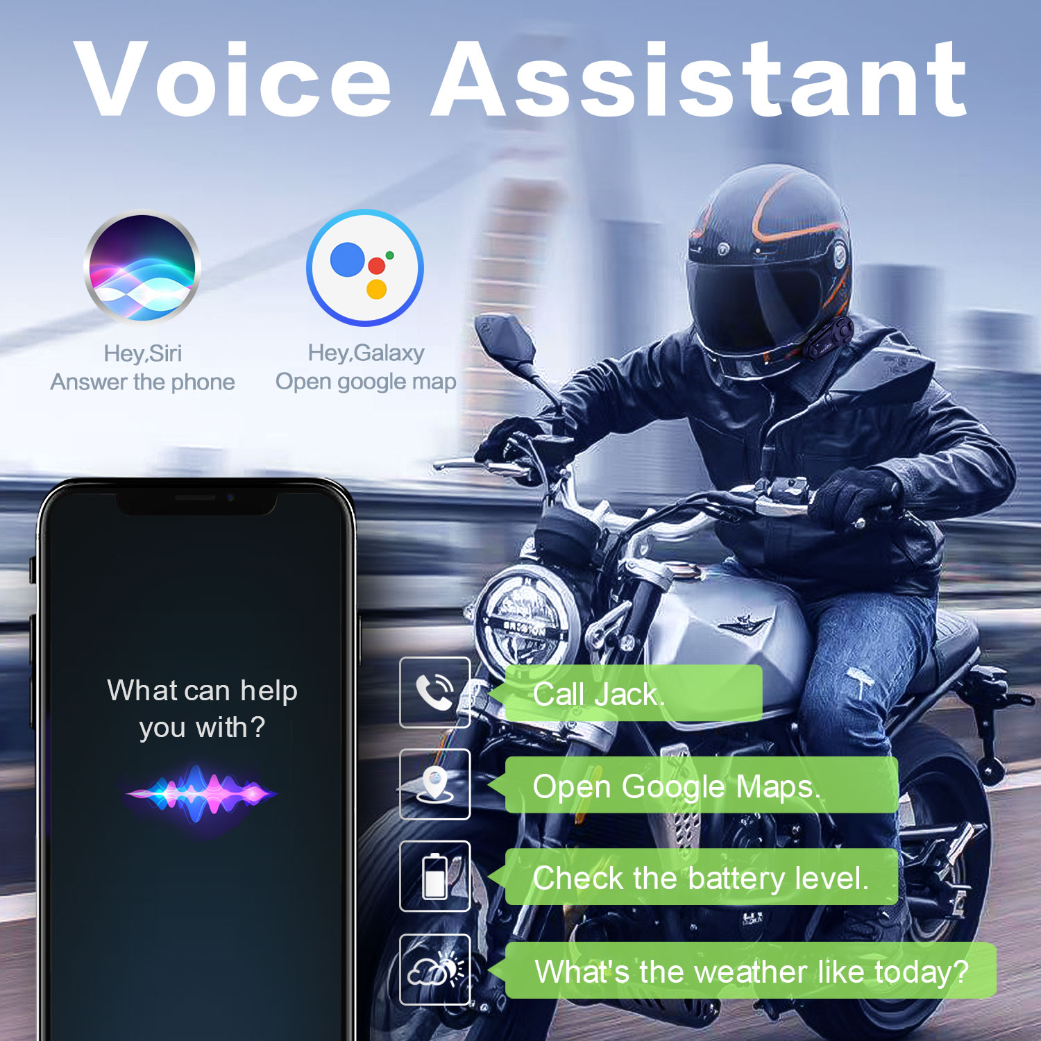 Fodsports V6S Intercomunicador Moto Casco Auricular Bluetooth 6 Riders 1000m Impermeable Interphone Inalámbrico,BT5.0,Radio FM,Tipo-C.