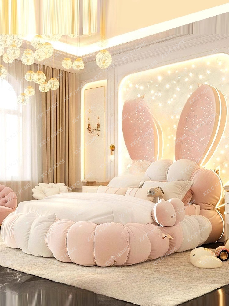 Homestay girl children single bed cute pink bedroom bed