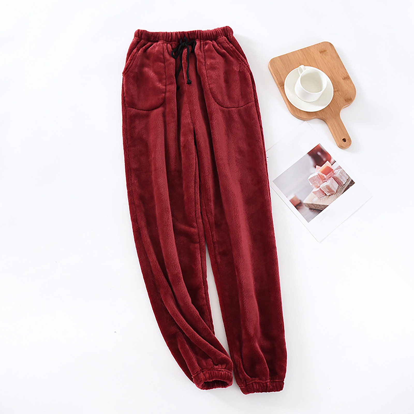 Pantalones de pijama de franela para hombre, camisón de lana de Coral grueso, pantalones sueltos cálidos, ropa de casa de gran tamaño, Otoño e Invierno