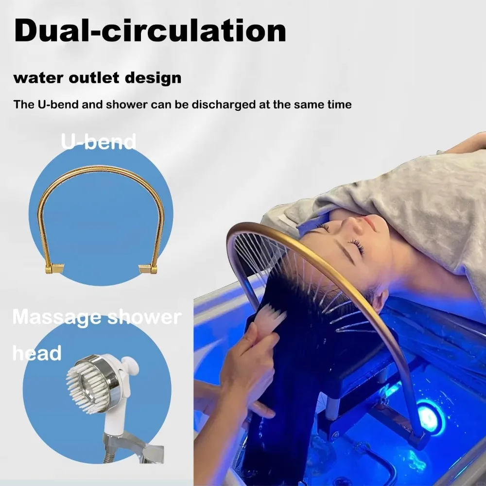 Head Spa Equipment, BlackThermostatic Head Spa Equipment,Water Circulation Removable Shampoo Basin，Head Spa Equipment