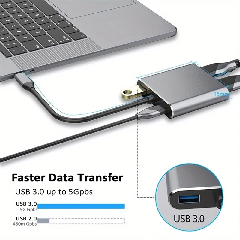Type C Adapter Hub 4 in 1 Multiport with USB 30 VGA HDTV Digital AV and PD Charging Port Compatible
