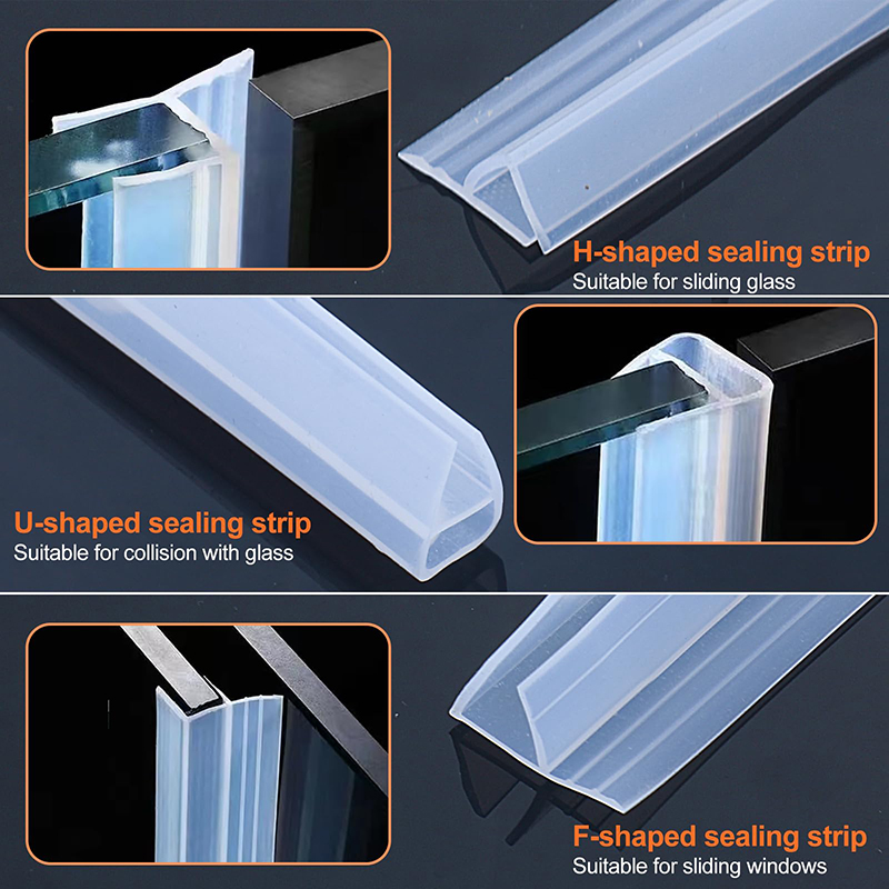 Уплотнительная лента для стеклянной двери для душа длиной 2 м, 120-дюймовая силиконовая мягкая уплотнительная лента для душевой двери, чтобы остановить утечек, бескаркасная уплотнительная лента