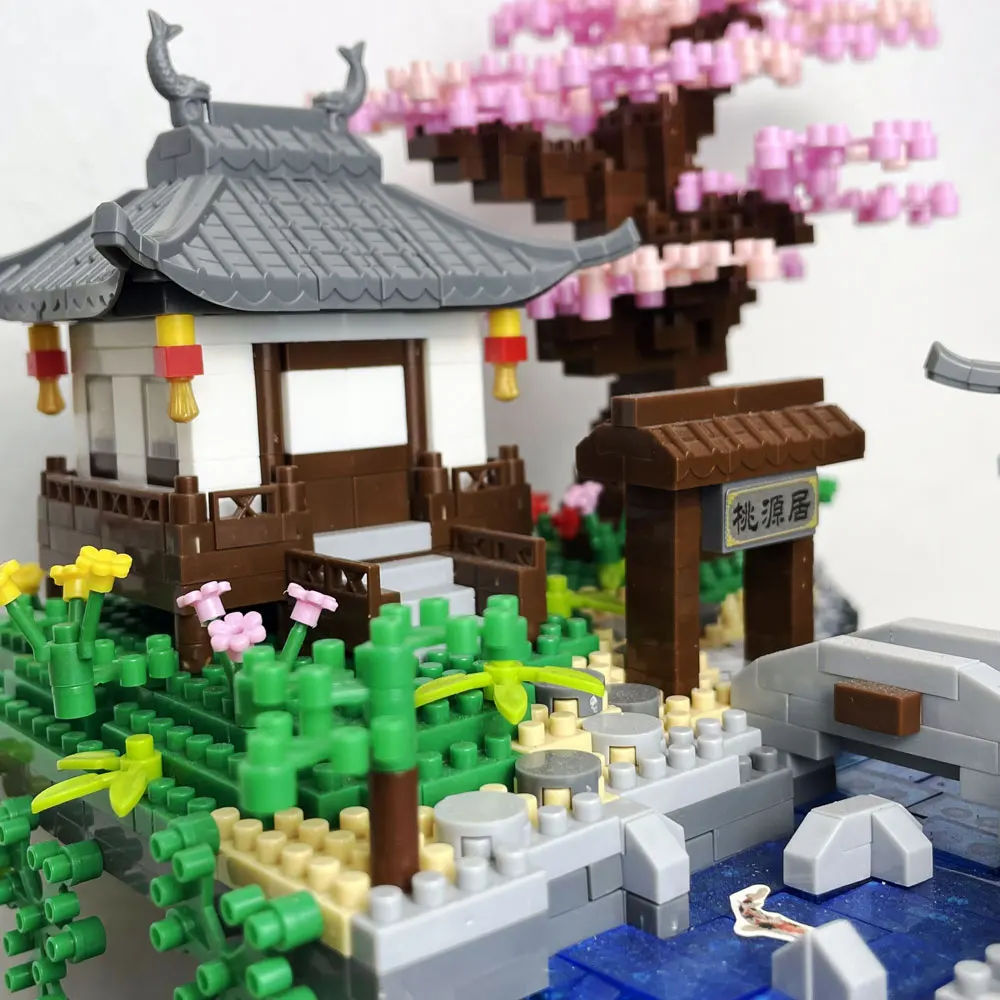 Taohuatan Lake Thema Micro Bakstenen Bouwstenen Set, Volwassen Creatief Speelgoed, Unieke Chinese Landschapsmodel Bakstenen Met Led Licht