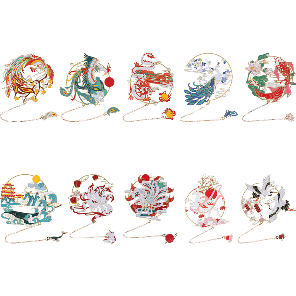 Phong Cách Trung Hoa Tranh Thư Pháp Đánh Dấu Trang Nhóm Quạt Sách Kẹp Pagination Đánh Dấu Kim Loại Tua Rua Văn Phòng Phẩm Trường Vật Dụng Văn Phòng